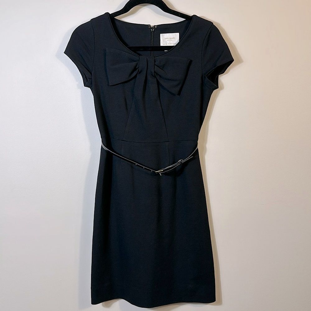Kate Spade Black Belted Bow Shortsleeve Professional Coquette Women Dress Size 0